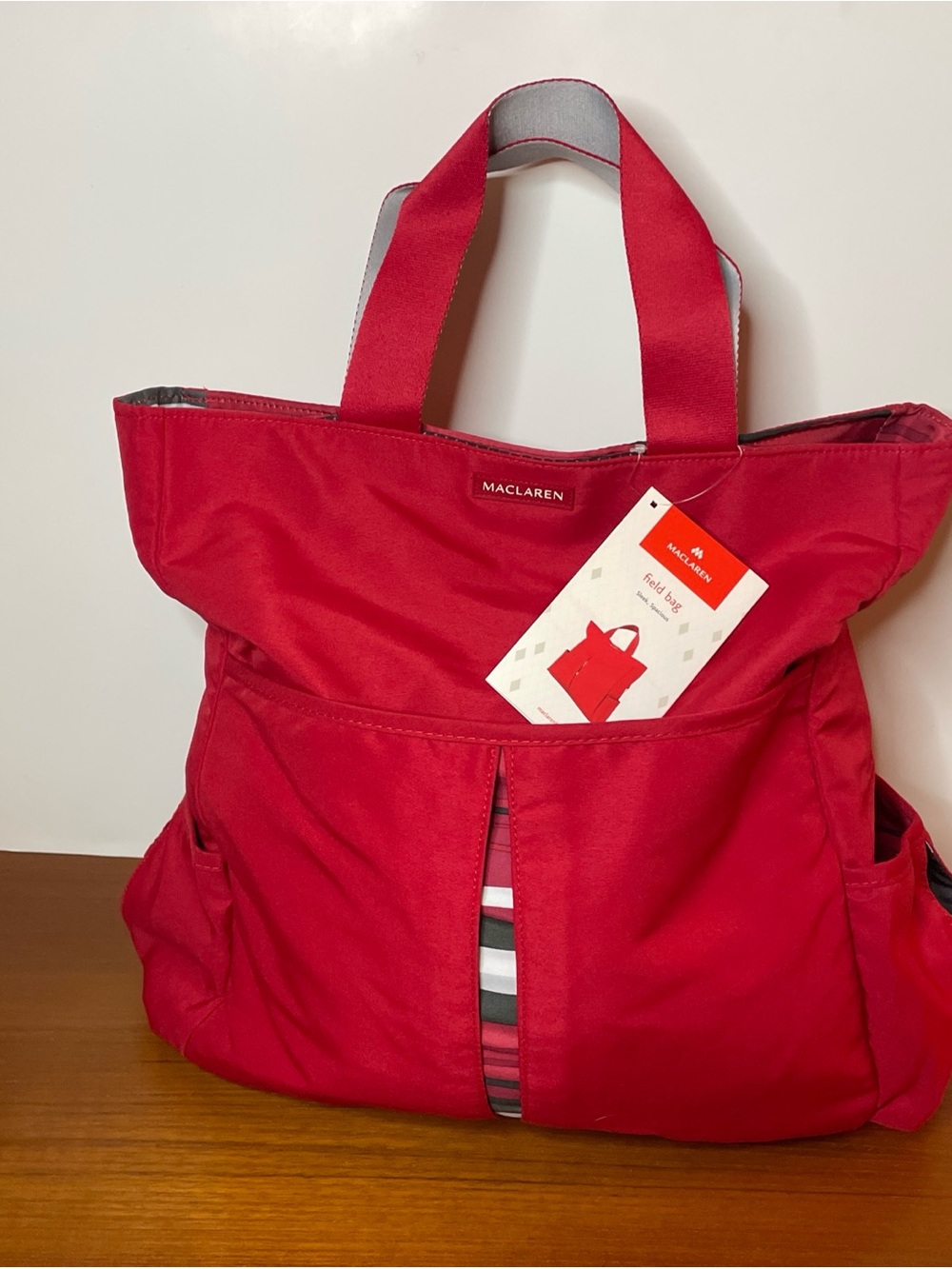 Maclaren Red Field Bag Diaper Tote with Pockets, Pad & Adjustable Strap NEW - Picture 10 of 15
